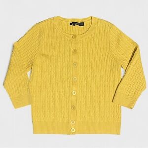 Jeanne Pierre Yellow Cable Knit Sweater